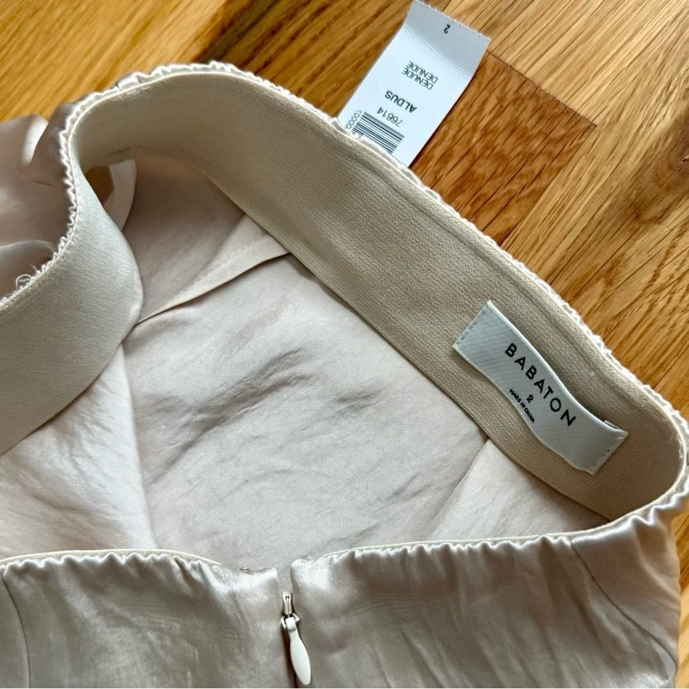 Babaton Aldus Slip Skirt NWT | Size 2 | Satin Midi in Denude Nude Beige Aritzia